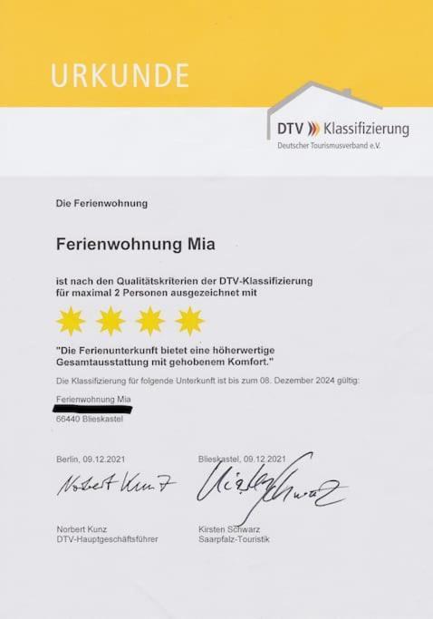 4****Sterne Ferienwohnung Mia Dtv Klassifizierung Blieskastel Exterior foto
